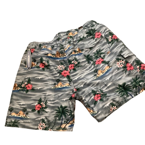 US Apparel Men's Tropical Hawaiian Swim Trunks Shorts Aloha Palm Tree Flowers L - Picture 5 of 5